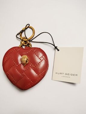 Kurt Geiger NWT Kensington Heart Shaped Mirror Bag Charm/Keychain  NIB